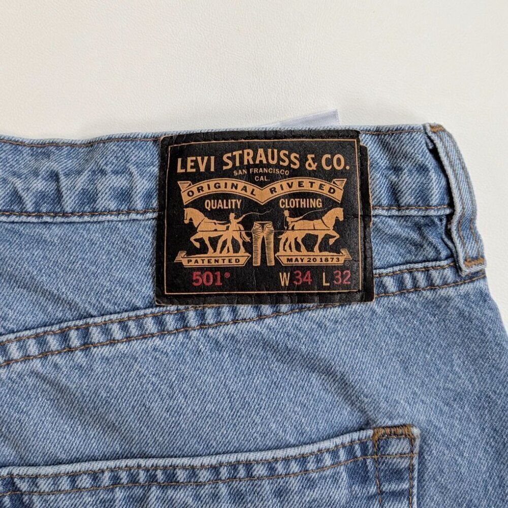 Levi Strauss 501 Men's Jeans Straight Leg Size W34 L32 Button Fly High Waist - Picture 9 of 9